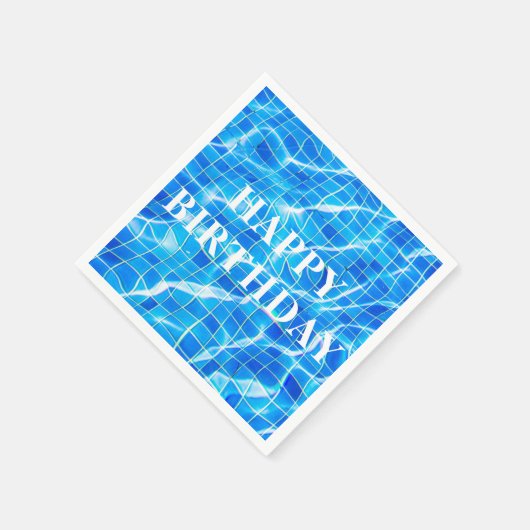 ハッピーバースデースイミングブループール水中競技 スタンダードカクテルナプキン (角)