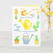 ハッピーバースデースイートガーデナーガーデニングツール カード (黄色い花)