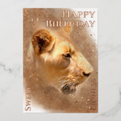 ハッピーバースデースイートライオンズフォイルホリデーカード 箔シーズンカード (正面)