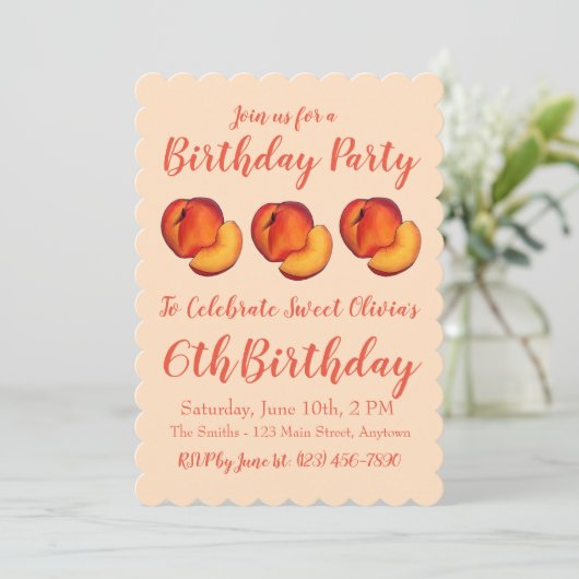 ハッピーバースデースウィートジョージピーチ桃 招待状 (スタンド正面)