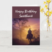 ハッピーバースデースウィートローンカウボーイサンセット カード (黄色い花)