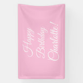 ハッピーバースデースカスタムクリプト名文字ライトピンク 横断幕 (縦)