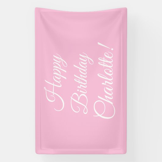 ハッピーバースデースカスタムクリプト名文字ライトピンク 横断幕 (縦)