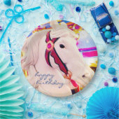 ハッピーバースデースクリプトカーニバル回転木馬馬はっきりした ペーパープレート (パーティー)