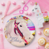 ハッピーバースデースクリプトカーニバル回転木馬馬はっきりした ペーパープレート (パーティー)