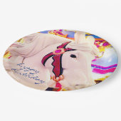 ハッピーバースデースクリプトカーニバル回転木馬馬はっきりした ペーパープレート (アングル)