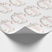 ハッピーバースデースクリプトフローラリース かわいらし ラッピングペーパー (角)