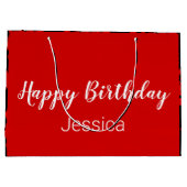 ハッピーバースデースクリプトブラックと赤いハート ラージペーパーバッグ (裏面)