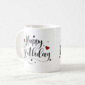 ハッピーバースデースクリプト名前をカスタムするコーヒーマグ コーヒーマグカップ (正面左)