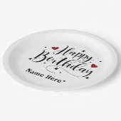 ハッピーバースデースクリプト名前をカスタムする紙プレート ペーパープレート (アングル)