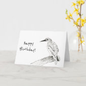 ハッピーバースデースケッチオリエンタルドワーフキングフィッシャー カード (黄色い花)