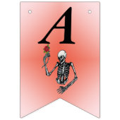 ハッピーバースデースケルトン保持レッドローズオンステム バンティングフラッグ (第2の旗)