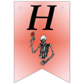 ハッピーバースデースケルトン保持レッドローズオンステム バンティングフラッグ (第1の旗)