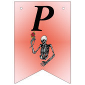 ハッピーバースデースケルトン保持レッドローズオンステム バンティングフラッグ (第3の旗)