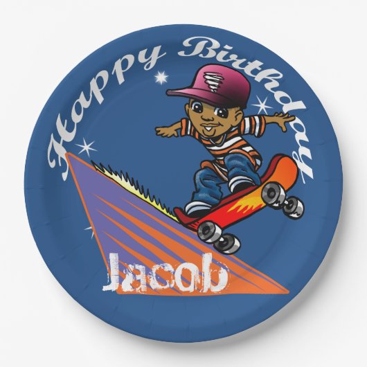 ハッピーバースデースケートボーダー ペーパープレート (正面)