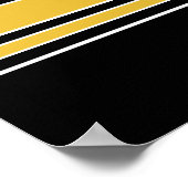 ハッピーバースデースストライプポーツ金ゴールドブラック ポスター (角)