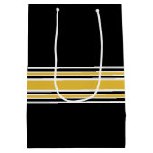 ハッピーバースデースストライプポーツ金ゴールドブラック ミディアムペーパーバッグ (裏面)