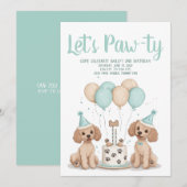 ハッピーバースデースタンダードプードルドッグ 招待状 (正面/裏面)