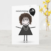 ハッピーバースデースティック風船付きフィギュア カード (黄色い花)