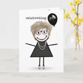 ハッピーバースデースティック風船付きフィギュア カード (黄色い花)