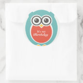 ハッピーバースデーステッカーかわいいベビーフクロウ漫画 ラウンドシール (バッグ)
