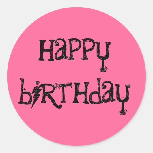 ハッピーバースデーステッカーの斜め文字 ラウンドシール (正面)