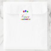 ハッピーバースデーステッカーカラフルバルーン ラウンドシール (バッグ)