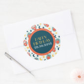 ハッピーバースデーステッカーベビーフクロウ漫画 ラウンドシール (封筒)