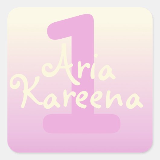 ハッピーバースデーステッカー金ゴールドピンクベージュ スクエアシール (正面)