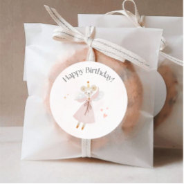 ハッピーバースデーステッカー、かわいいマウスデザイン ラウンドシール