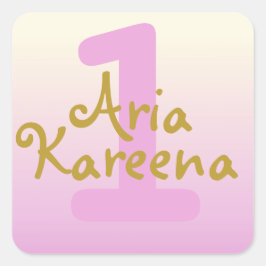 ハッピーバースデーステッカーombre pink beige金ゴールド スクエアシール