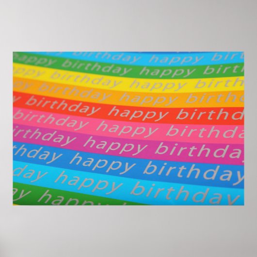 ハッピーバースデーストライプカラフル ポスター (正面)