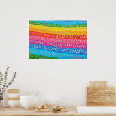 ハッピーバースデーストライプカラフル ポスター (キッチン)