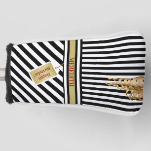 ハッピーバースデーストライプ名メッセージパター ゴルフヘッドカバー