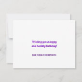 ハッピーバースデースパインキャンドルカイロプラクティック カード (裏面)