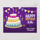 ハッピーバースデースパインキャンドルパープルポストカード ポストカード (正面)