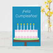 ハッピーバースデースペインのイン：濃い青と緑空白の カード (黄色い花)