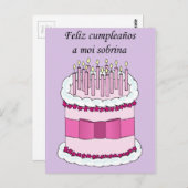 ハッピーバースデースペインの姪の漫画ケーキ ポストカード (正面/裏面)