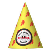 ハッピーバースデースポーツのバイクもしくは自転車に乗る人ボーイ パーティーハット (正面)