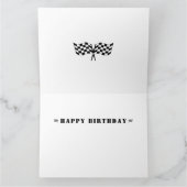 ハッピーバースデースポーツカーレーシング市松模様にフラグ カード (内部)