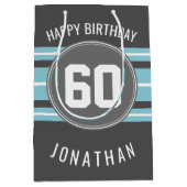 ハッピーバースデースポーツストライプジャージーの名前と年齢 ミディアムペーパーバッグ (正面)