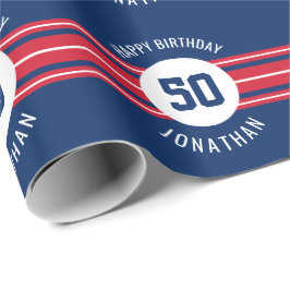 ハッピーバースデースポーツストライプジャージーの名前と年齢 ラッピングペーパー