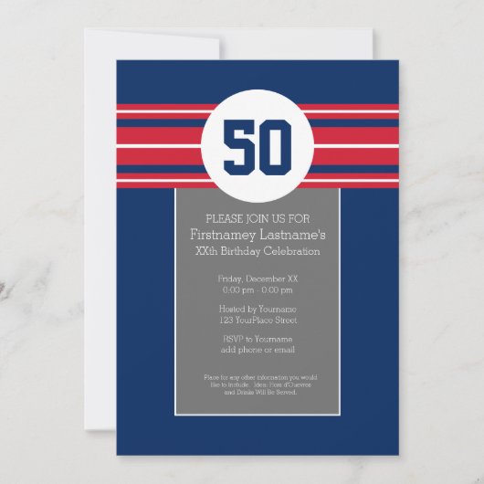 ハッピーバースデースポーツストライプジャージーの名前と年齢 招待状