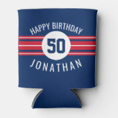 ハッピーバースデースポーツストライプジャージーの名前と年齢 缶クーラー (正面)