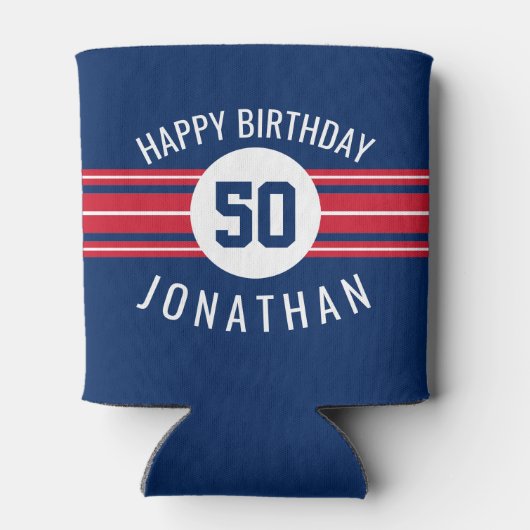 ハッピーバースデースポーツストライプジャージーの名前と年齢 缶クーラー (裏面)
