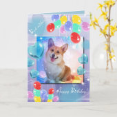 ハッピーバースデースマイルコルギ カード (黄色い花)