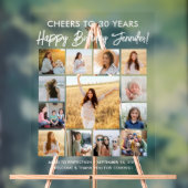 ハッピーバースデースモダンクリプト写真コラージュパーティー アクリルサイン (ニュートラル)