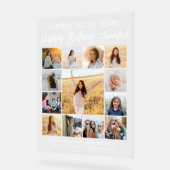 ハッピーバースデースモダンクリプト写真コラージュパーティー アクリルサイン (傾斜)
