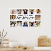 ハッピーバースデースモダンクリプト写真コラージュパーティー ポスター (キッチン)