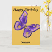 ハッピーバースデースーザン カード (黄色い花)